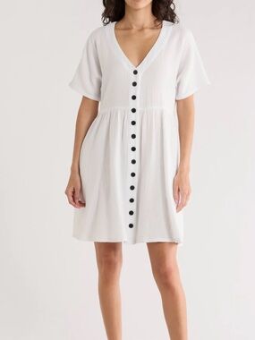 Madewell Lightspun Button-Front Mini Dress Size XS